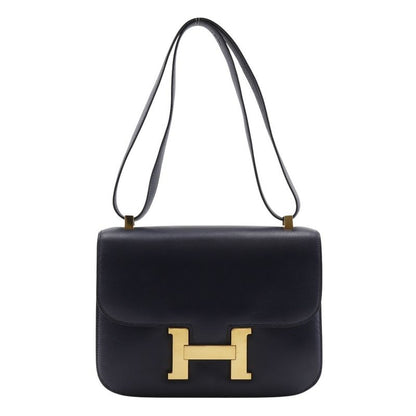 Hermes Constance 24 Vintage Box Calf Navy Blue/gold Hardware 0F Ladies Shoulder