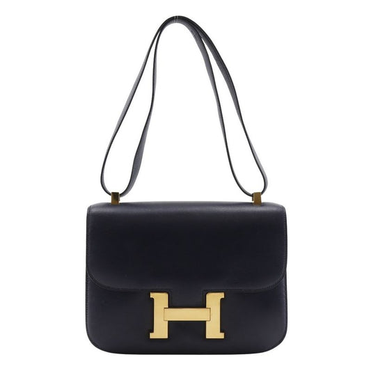 Hermes Constance 24 Vintage Box Calf Navy Blue/gold Hardware 0F Ladies Shoulder