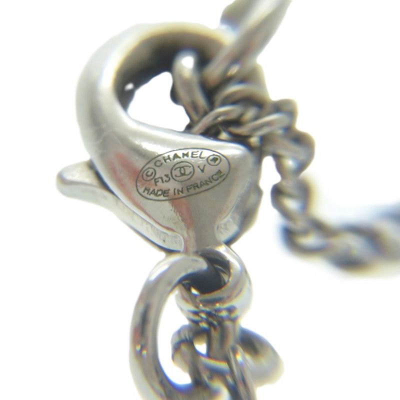 Chanel Coco Mark A28942 Metal Rhinestone Silver 0834 Necklace Chanel
