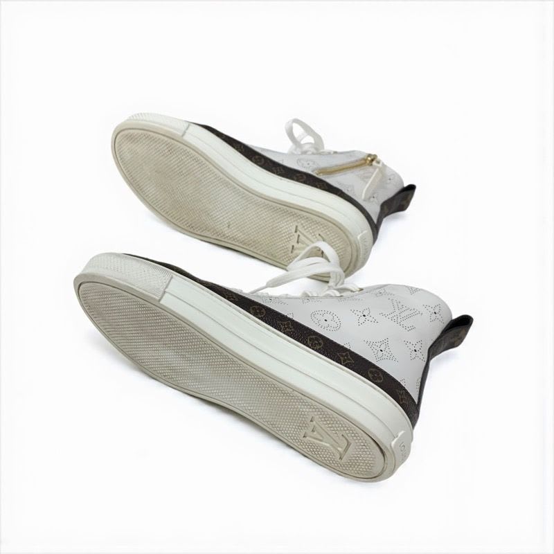 Louis Vuitton Stellar Line Monogram Sneakers Shoes Leather White Brown Logo