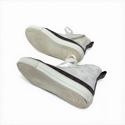Louis Vuitton Stellar Line Monogram Sneakers Shoes Leather White Brown Logo