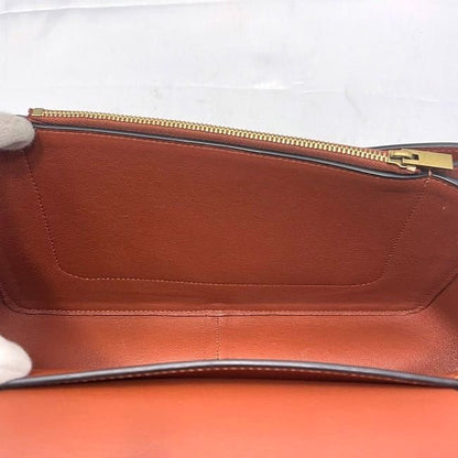 Celine Frame Shoulder Bag Brown Light Blue Excellent Condition Leather