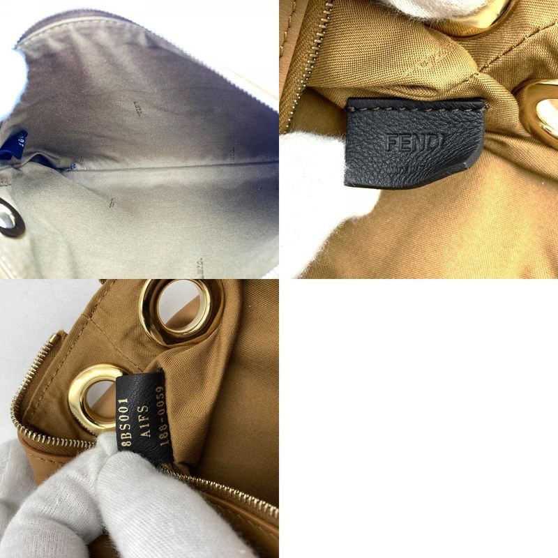 Fendi Triplet 8bs001a1fs Triplet Pouch Leather Clutch Bag Flower White/red/brown