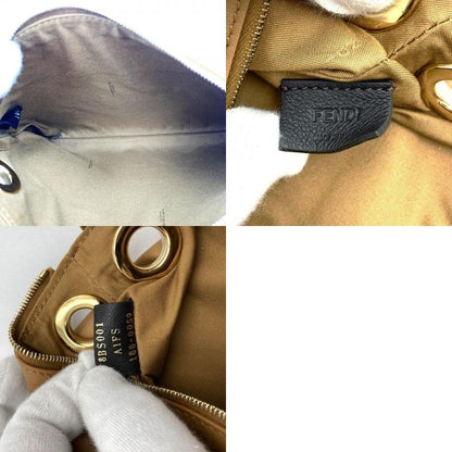 Fendi Triplet 8bs001a1fs Triplet Pouch Leather Clutch Bag Flower White/red/brown