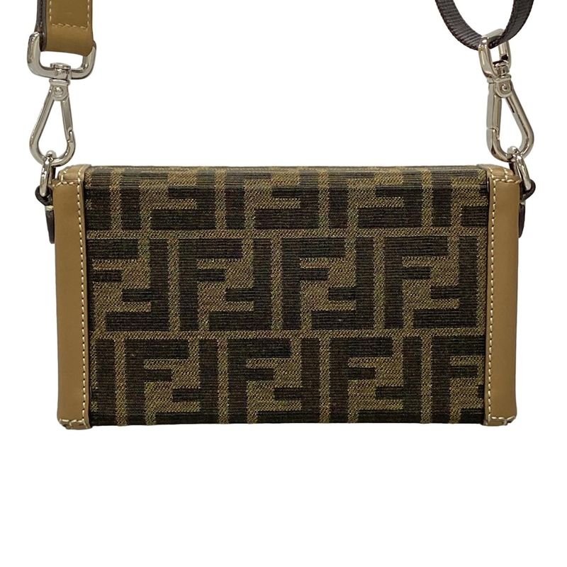 Fendi Shoulder Bag Baguette Soft Trunk Phone Pouch 7as139 Brown And Black Phone