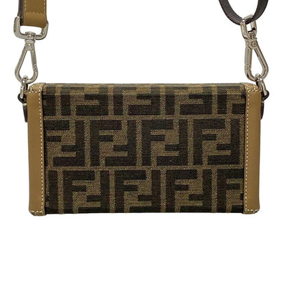 Fendi Shoulder Bag Baguette Soft Trunk Phone Pouch 7as139 Brown And Black Phone