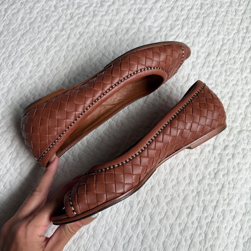 Bottega Veneta Flat Shoes Pumps Intrecciato Stitch Brown 36 1 2 23.5cm (9.25in)