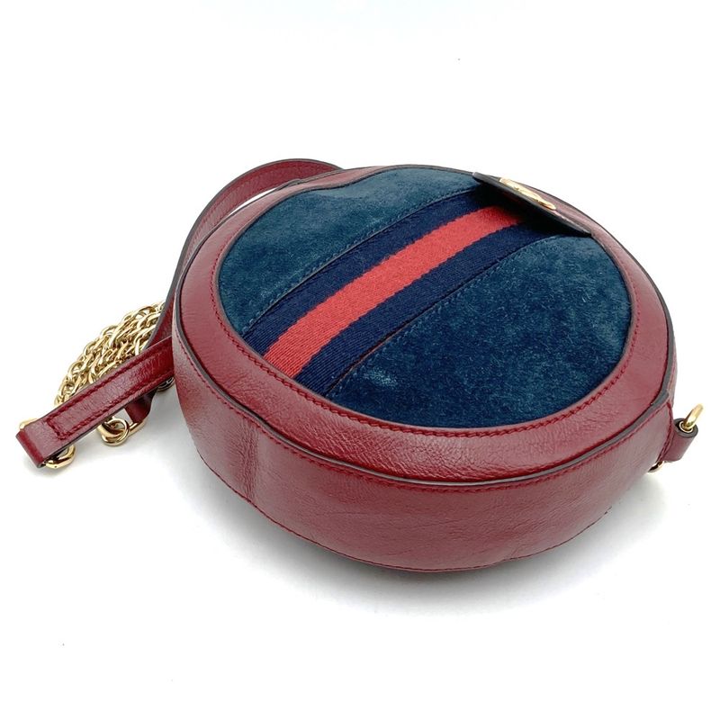 Gucci GG Marmont Sherry Line Mini Round Ophidia 550618 Shoulder Bag Suede/leathe