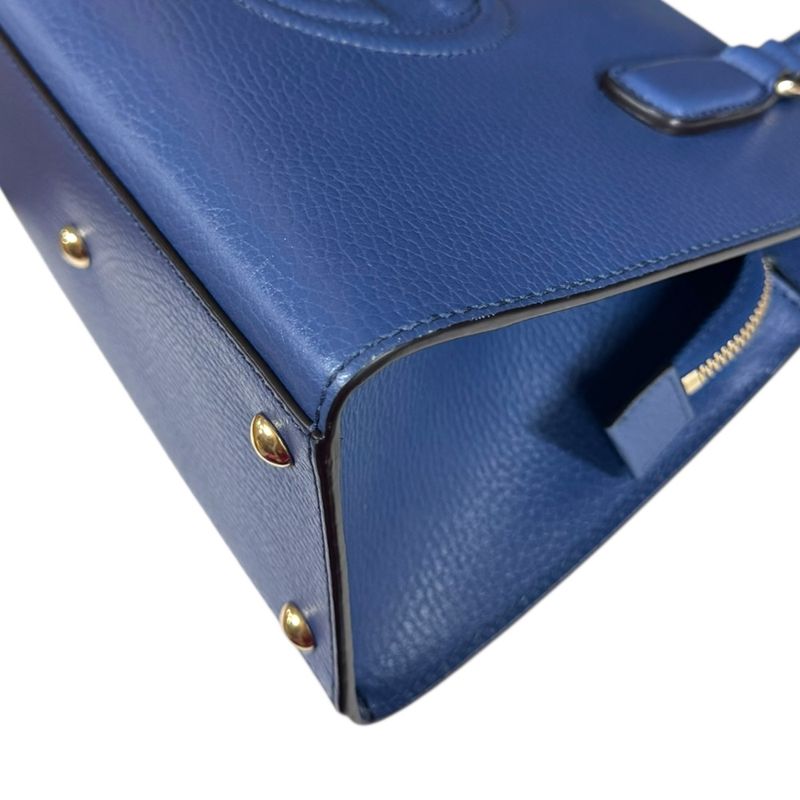 Gucci Outlet Interlocking G Soho Shoulder Bag Leather 607722 Blue Women's Gucci