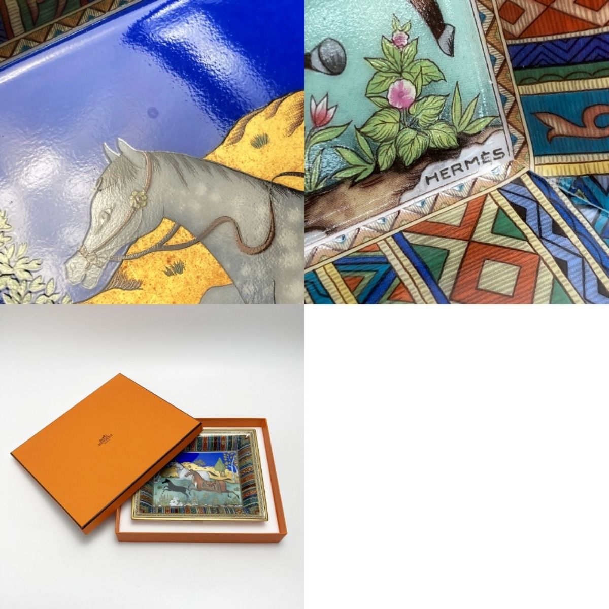 Hermes Chevaldrian Viduposh Square Plate Horse Porcelain Accessory Case Box