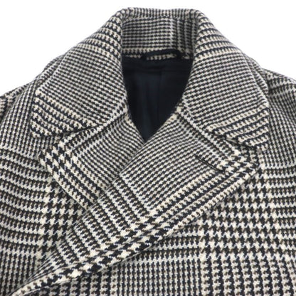 Hermes Wool Sheepskin Glen Check Belted Coat Brown 46 Genuine