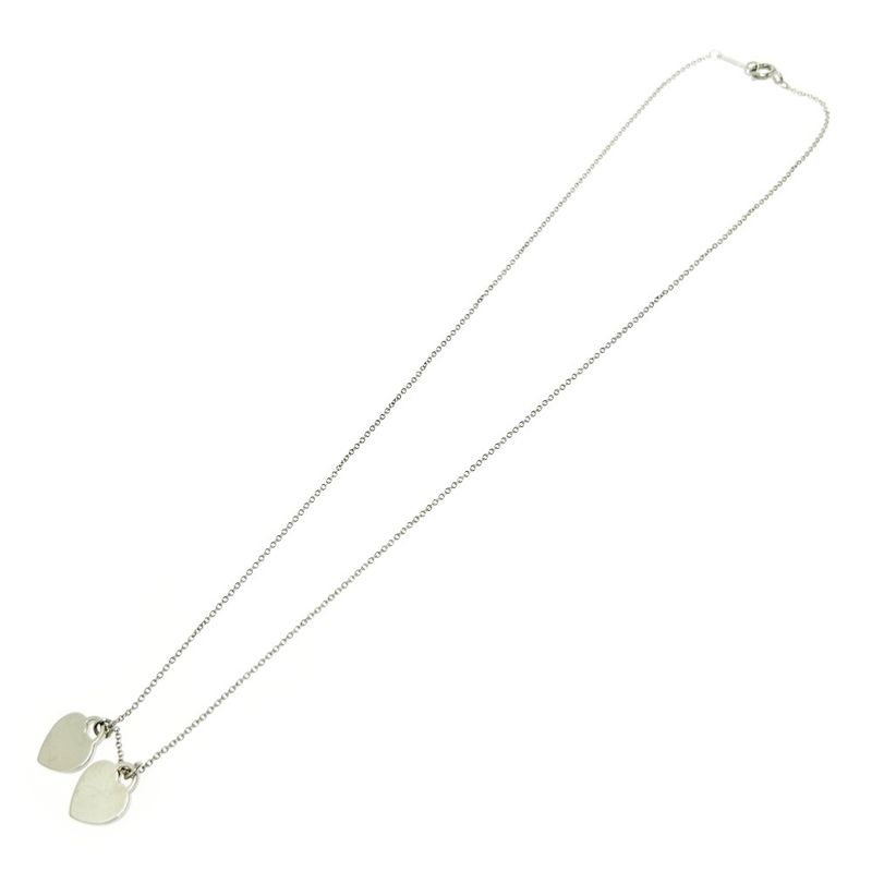 Tiffany & Co Silver Return to Mini Double Heart Necklace 3.0g 925 Engraved