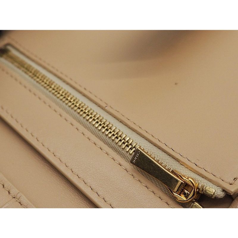 Celine Medium Strap Wallet Calfskin Nude Beige Citron Yellow Bicolor Wallet