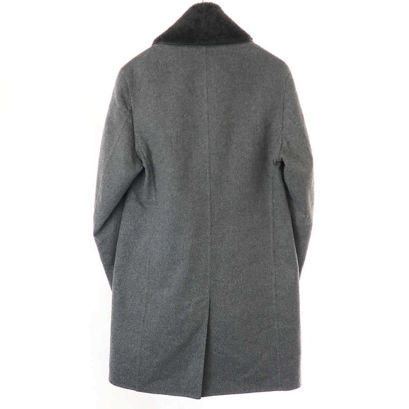 Louis Vuitton Mouton Boa Collar Wool Cashmere Coat H8c10euw3 Gray 46