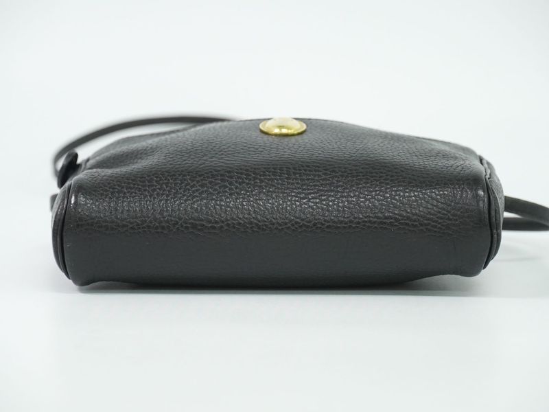 Authentic Christian DIOR Leather Shoulder Bag Pochette Black Bag Pre-owned