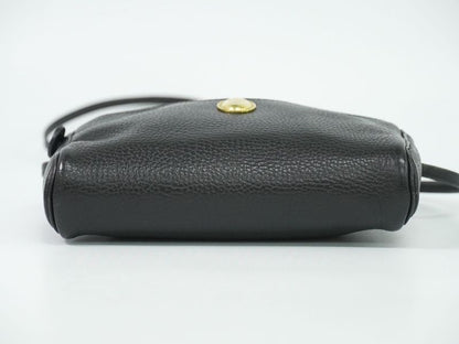 Authentic Christian DIOR Leather Shoulder Bag Pochette Black Bag Pre-owned