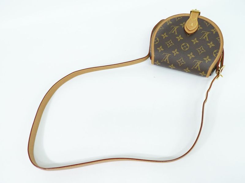 Authentic Louis Vuitton LV Tambourin Monogram Shoulder Bag Pochette Brown