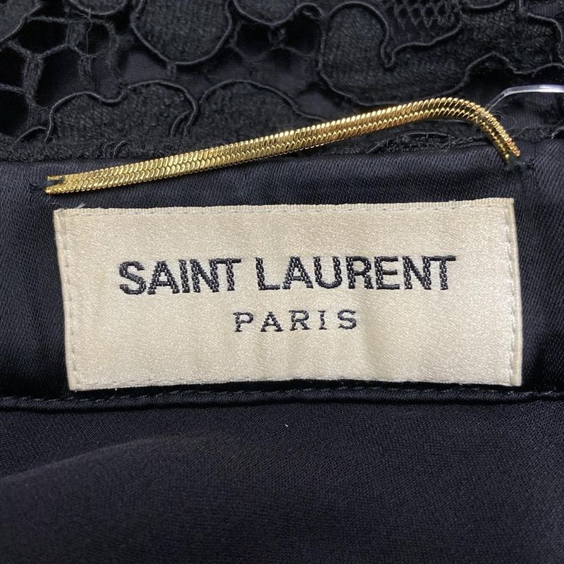 Saint Laurent Paris Skirt Size F36 Women - 413542 Black Lace/floral Pattern