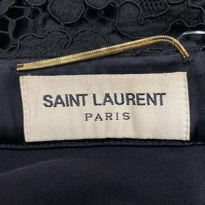 Saint Laurent Paris Skirt Size F36 Women - 413542 Black Lace/floral Pattern
