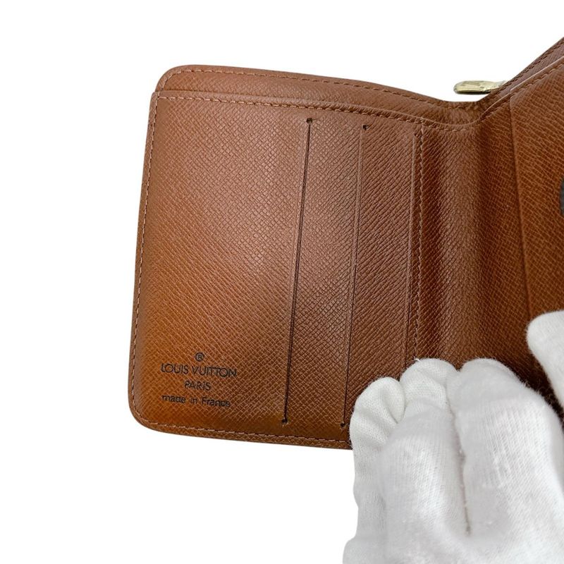 Louis Vuitton M61667 Monogram Compact Zipped Wallet With Zipper Pocket For
