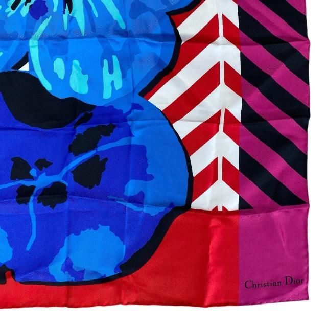 Christian DIOR 22flp070i615 2022 Flower Pop Scarf Silk Red Blue Pink