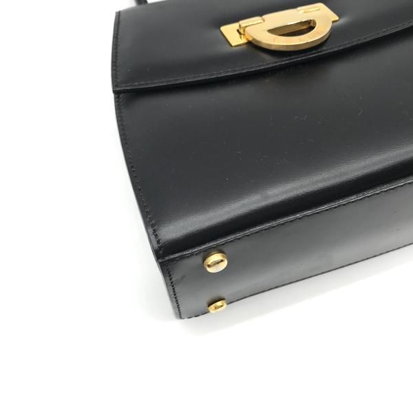 Celine Leather Circle Logo 2-Way Mini Hand Bag Black