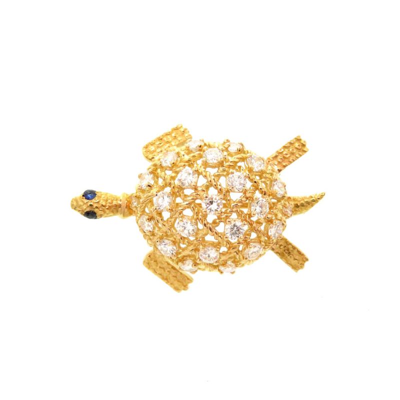 Cartier Turtle 750yg Diamond/sapphire Brooch 18K Yellow Gold/diamond/sapphire