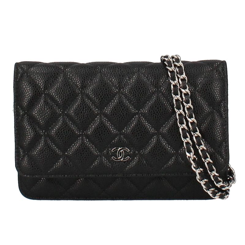 Chanel Matelasse Chain Wallet Ap0250 Caviar Skin Ladies Shoulder Bag Black