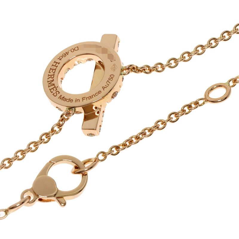 Hermes Finesse Diamond Necklace 18K Pink Gold Ladies