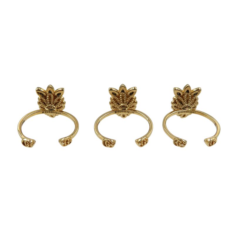 Gucci Crystal Heart 3strands 642102 GP Gold Red Blue Ring 1210 Gucci