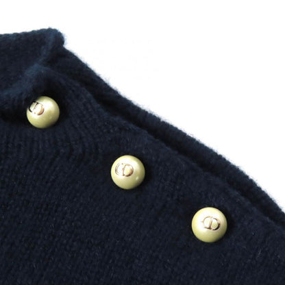 Christian DIOR 354s74am082 100% Cashmere CD Logo Faux Pearl Long Sleeve Knit