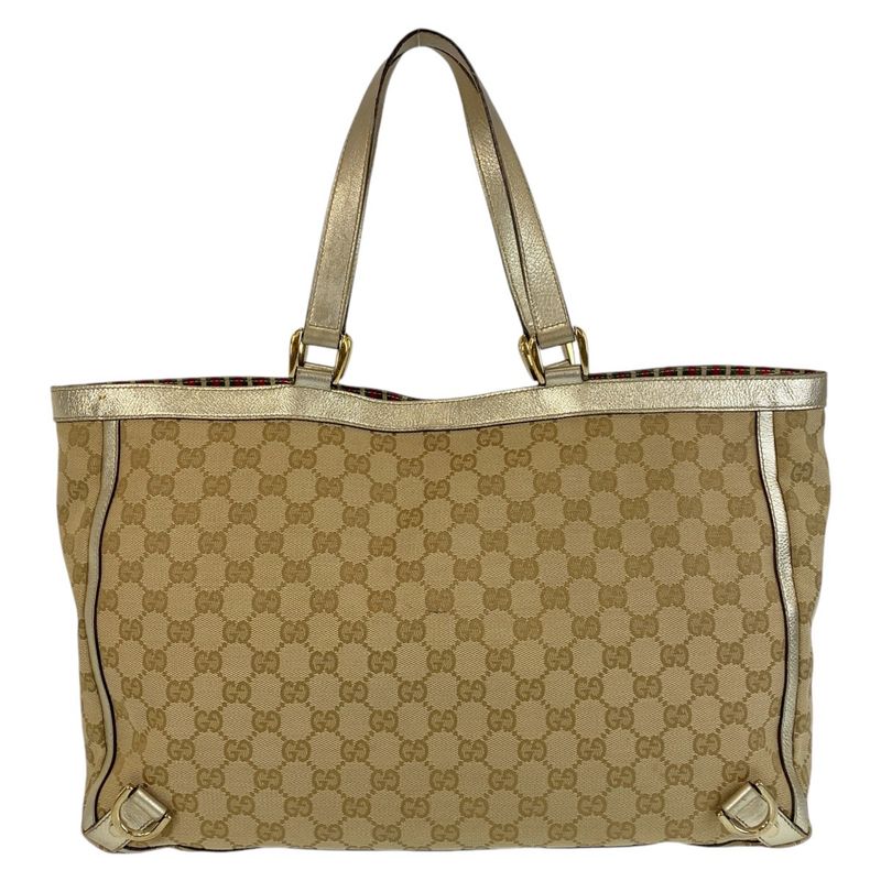 Gucci Abby Beige Gold Hardware GG Canvas/leather 141472 Tote Bag Shoulder Bag