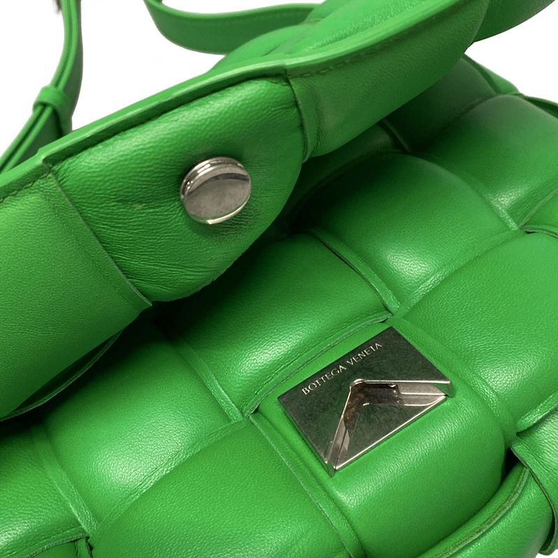 Bottega Veneta Shoulder Bag Padded Cassette Green Lambskin