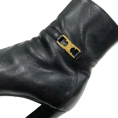 Celine Boots Short Boots Shoes Leather Black Gold Triomphe