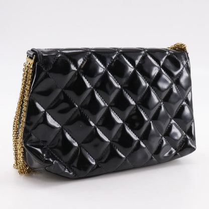 Chanel Chain Shoulder Matelasse Chain With Coco Mark Enamel Black Ladies