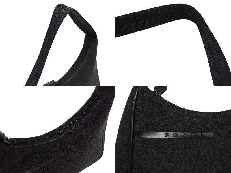Prada Sports Bag Wool Nylon Charcoal Black Silver — view 5
