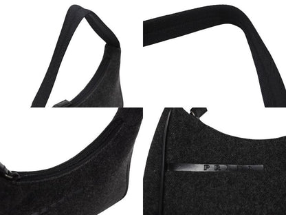 Prada Sports Bag Wool Nylon Charcoal Black Silver — view 5