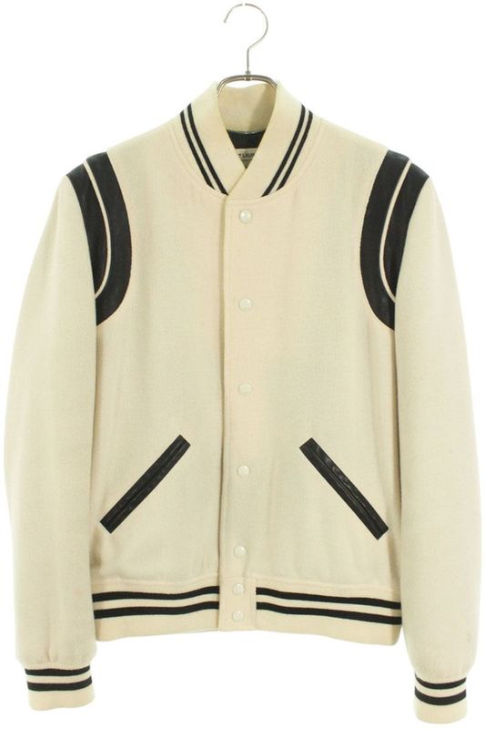 Saint Laurent Paris Teddy 354718 Y213q Leather Trim Stajan Blouson Men's 48