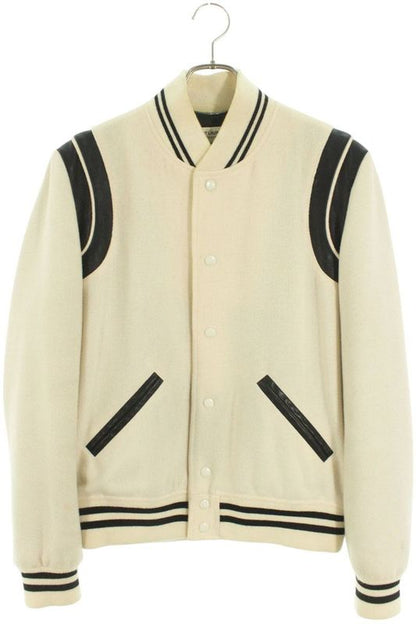 Saint Laurent Paris Teddy 354718 Y213q Leather Trim Stajan Blouson Men's 48