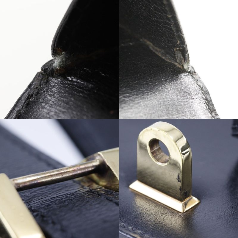 Hermes Chianti One Shoulder Vintage Box Calf Black/gold Hardware Women Shoulder