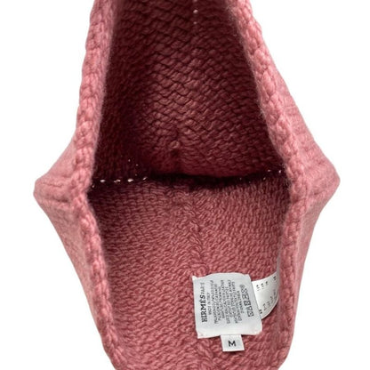 Hermes Hat Knit Hat Joplin Beanie H242004n Frme M Size Calfskin Button Rose