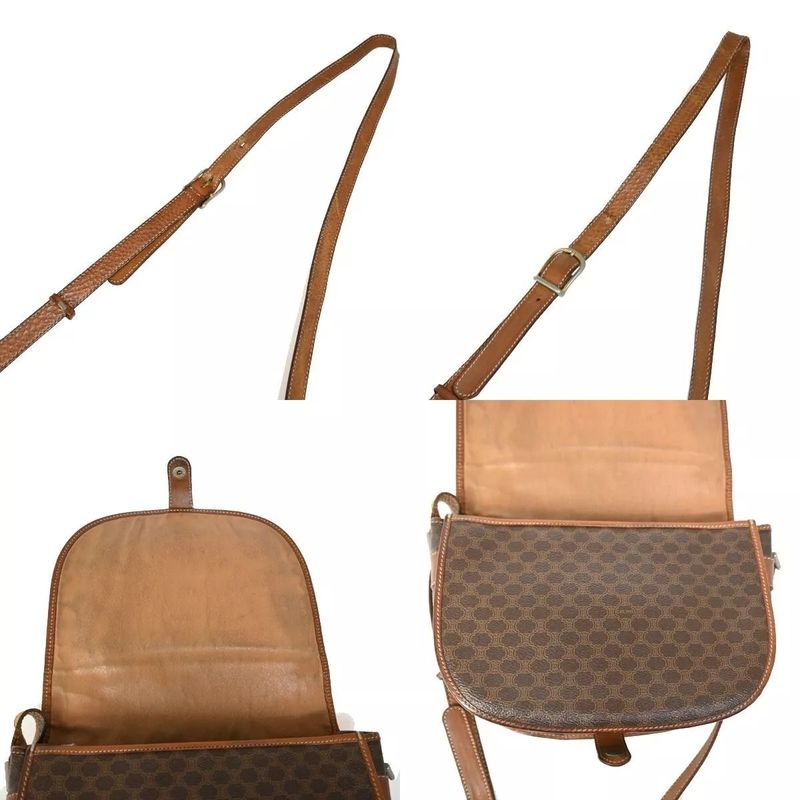 Celine Old Celine Shoulder Bag Macadam Pattern Brown Leather 04bs139