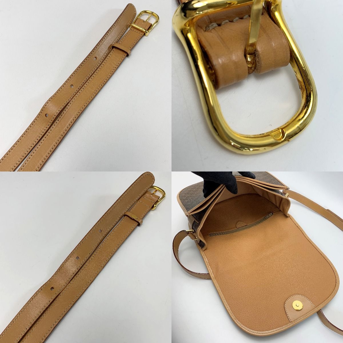 Celine Macadam M14 Brown Shoulder Bag Ladies Gold Hardware