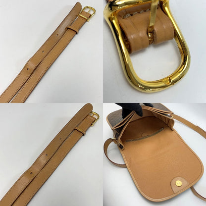 Celine Macadam M14 Brown Shoulder Bag Ladies Gold Hardware