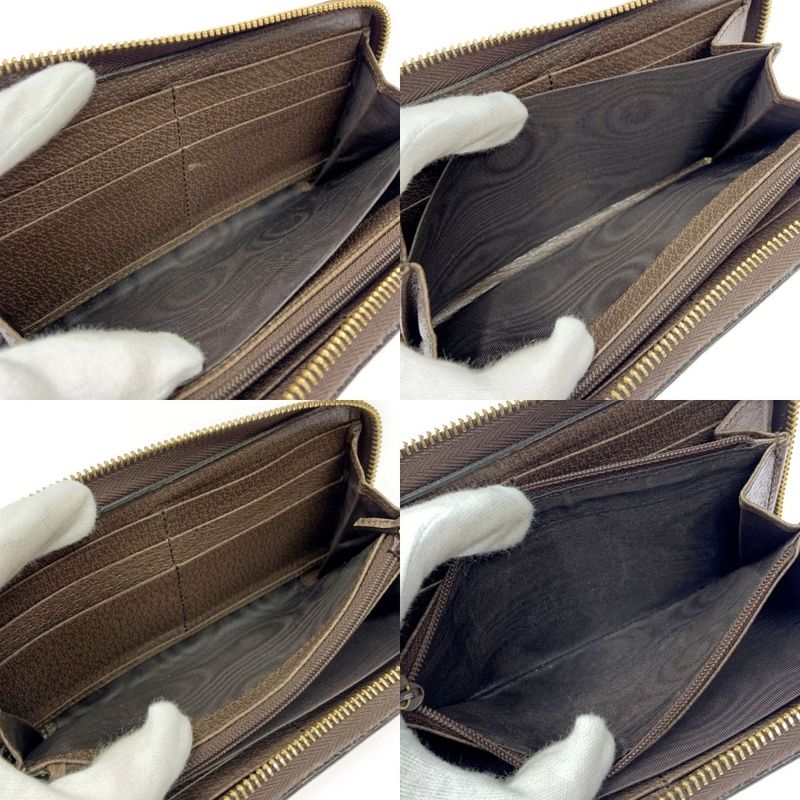 Gucci 523154/1147 GG Canvas Leather Ophidia Zip Around Wallet Long Wallet