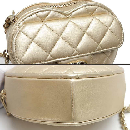 Chanel Matelasse Chain Shoulder Bag Heart Gold Lambskin