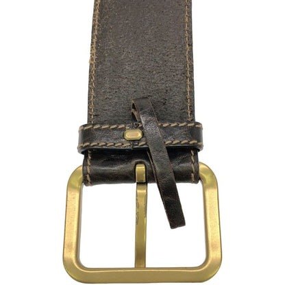 Gucci Square Buckle Leather Belt 124303 214351 Brown 90