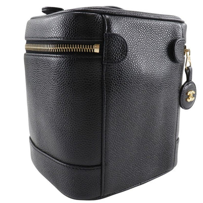 Chanel Vanity Coco Mark Handbag A01998 Caviar Skin Black Ladies Pouch
