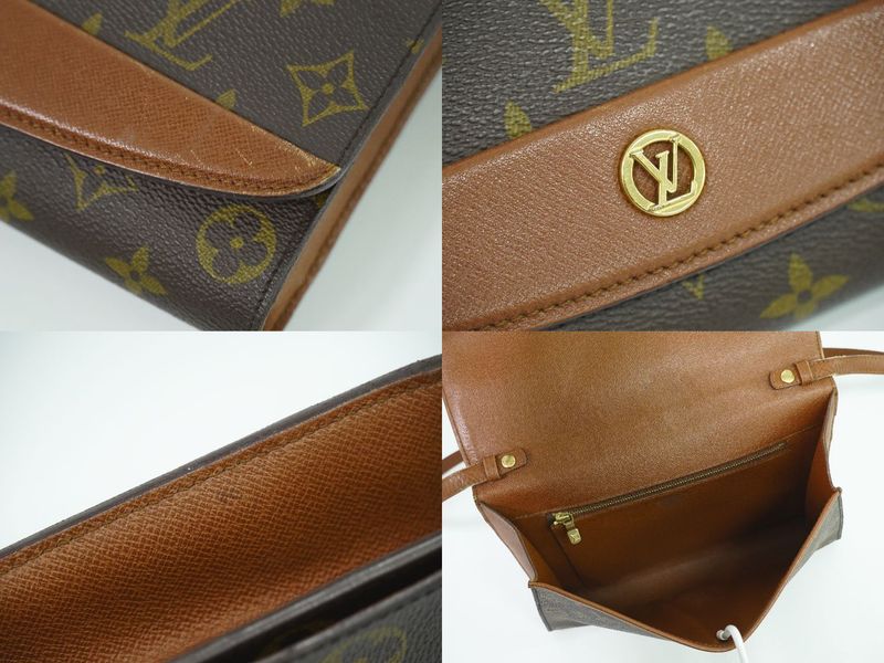 Authentic Louis Vuitton LV Bordeaux Monogram 2WAY Shoulder Bag Clutch Bag Brown