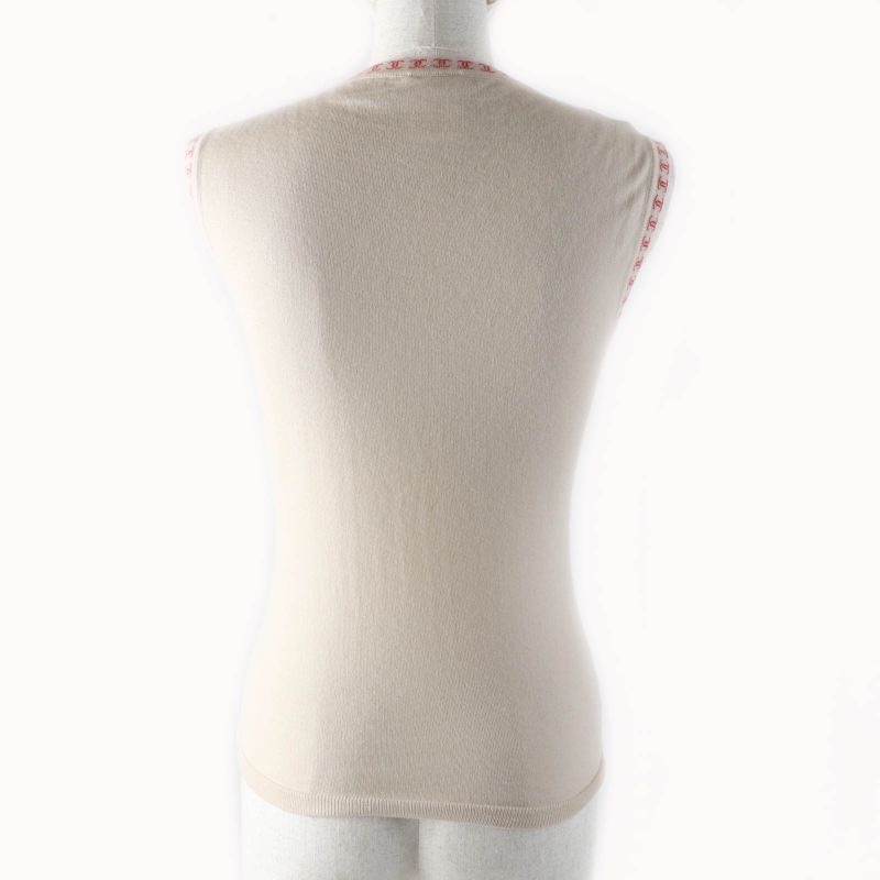 CHANEL Vintage 01S P17962 100% Cashmere Coco Mark Cardigan + Sleeveless Knit